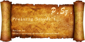 Preiszig Szovát névjegykártya